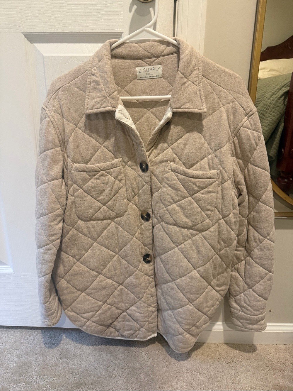 Z Supply Quilted Light Beige Utility Jacket